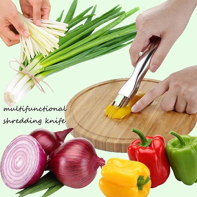 Christmas Stocking Stuffer 2 Packs Shred Silk the Knife, 2024 New ShredKnife Shred Silk the Knife Stainless SteelChopped Green Onion Knife Onion Slicer Thin Multifunctional Vegetable