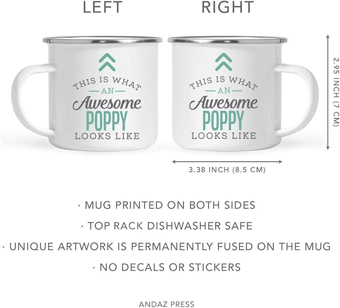 Andaz Press 11oz. Stainless Steel Campfire Coffee Mug Gift, This is What an Awesome Poppy Looks Like, 1-Pack, Birthday Gift Ideas Coworker Him Her, Includes Gift Box