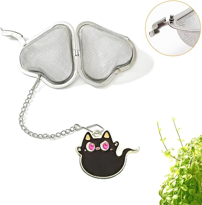Magical Cat Tea Infuser Ball - 2 Pack Stainless Steel Loose Leaf Tea Steeper with Fine Mesh & Charm, Tea Strainer Gift for Tea Lovers (2, Magic Cat)