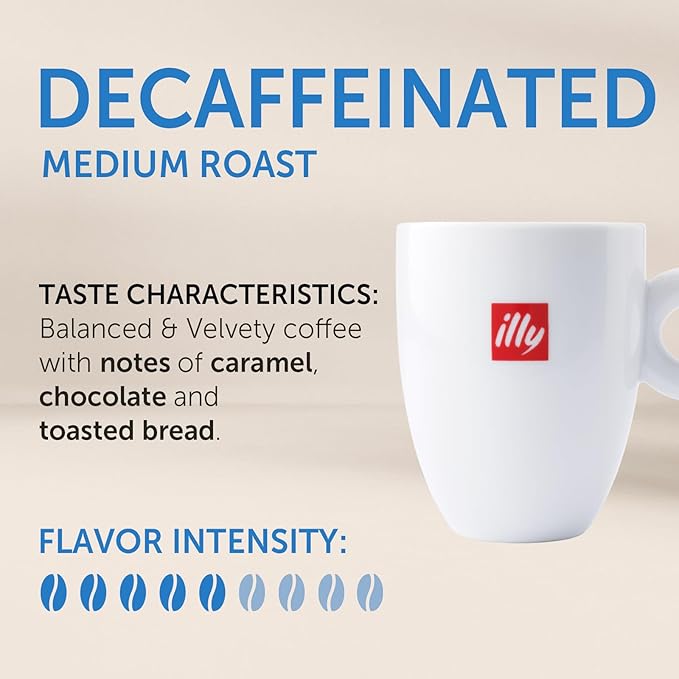 illy Instant Coffee Singles, Classico Decaf Medium Roast, Caramel & Orange Blossom Notes, 40 Single-Serve Packets (2g Each) - Premium Arabica Coffee