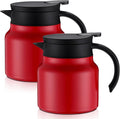 2 Pcs Thermal Coffee Carafe for Keeping Hot/Cold Stainless Steel Small Coffee Creamer Container Double Wall Vacuum Insulated Tea pot Beverage Dispenser for Milk Hot Chocolates(Red,27 oz)