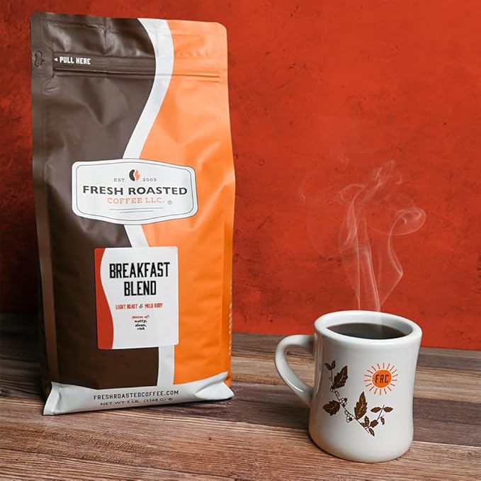Fresh Roasted Coffee, Breakfast Blend, 5 lb (80 oz), Light Roast, Kosher, Ground