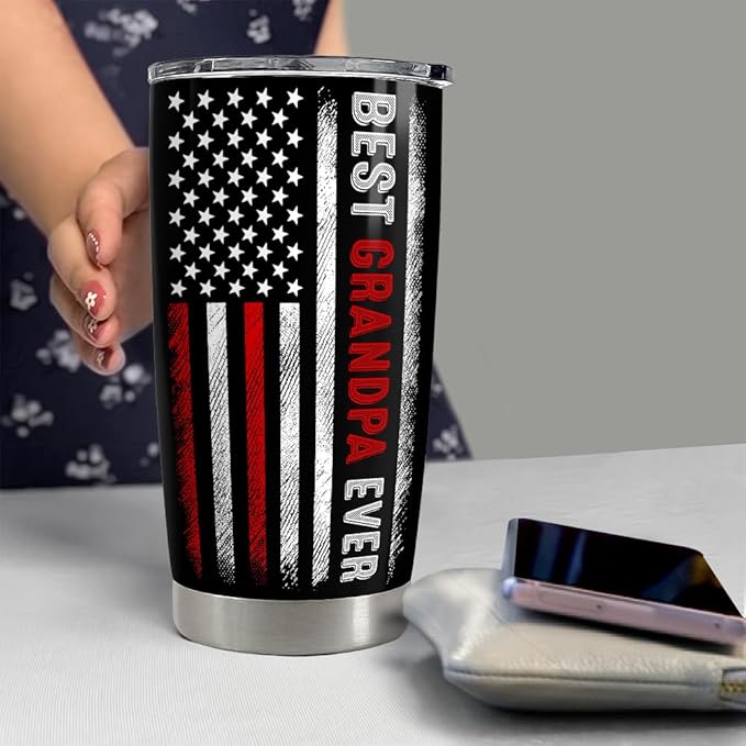 SANDJEST Grandpa Tumbler 20oz Best Grandpa Ever Gifts Stainless Steel Insulated Tumblers Coffee Travel Mug Cup Granddad Gifts for Men Birthday Christmas Gift for Grandpas Grandfather Papa Grandad
