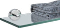 JQK Bathroom Glass Shelf Chrome, Tempered Glass Shower Storage 20 by 5 inches, 304 Stainless Steel Polished Chrome Wall Mount, TGS101L20-CH