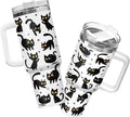 34HD Black Cat Coffee Tumbler with Handle and Straw, 40oz Stainless Steel Insulated Kitty Mug with Lid, Cute Pet Gifts for Women Men on Birthday Mothers Day Halloween Christmas