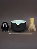 Artcome Premium Matcha Tool Set Black, Includes Matcha Bowl with Spout, Whisk, Holder, Scoop & Manual