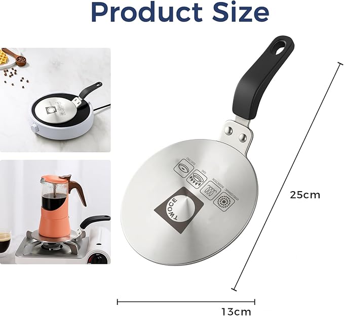 Glass Moka Pot for Stovetop & Induction - Italian Espresso Maker with Wood Handle & Leak-Proof Design - Comes with Induction Heat Diffuser Plate (6 Cup, Frosted 240ml)