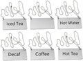 New Star Foodservice 27549 Stainless Steel Table Tent Chain Sign Combo, Includes (Coffee), (Decaf), (Hot Tea), (Iced Tea), (Hot Water), and (Blank), 3.5"x 1.5", Combo Set of 6