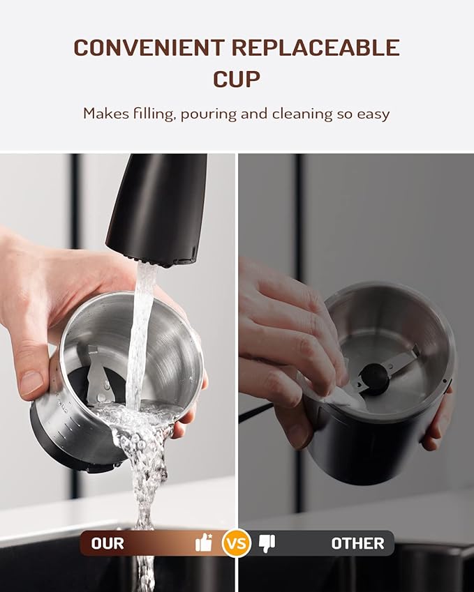 SHARDOR Electric Super Silent Blade Coffee Grinder, Timed Grind Control Rotary Knob, Adjustable Coarse to Fine for Coffee Beans, Spices & Herbs, with 1 Removable Stainless Steel Bowl, Sliver