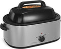 Roaster Oven 22Qt, Multifunctional Electric Roaster Oven for Turkey Meats Bread Soup Sauce, Fast-Cooking Turkey Roaster with Self-Basting Lid, Removable Pan and Rack, Stainless Steel