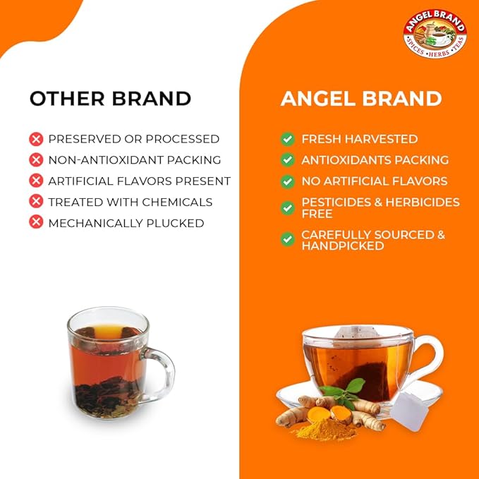 Angel Brand Turmeric Powder Tea Bags 20 – Pack of 3 | Turmeric Powder with Slightly Bitter Notes & Subtle Hints of Ginger & Peppery Spice