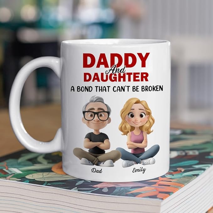 Wrappiness Dad And Daughter Personalized Coffee Mug - A Bond That Can't Be Broken, Thoughtful Gifts for Daughter from Dad, Mothers Day Birthday Gift from Father