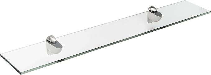 Spancraft Glass H-4.75x24-Brushed Steel Heron Glass Shelf, Brushed Steel, 4.75" x 24"