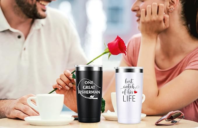 Sixspace Wedding Anniversary for Couple Friend Lovers Cups Stainless Steel Wine Tumbler Travel Mug with Straw and Lid,2 Pack (4.blackwhite)