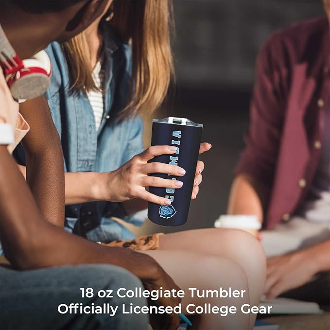 Campus Colors NCAA Stainless Steel Tumbler perfect for Gameday - 18 oz - Double Walled - Keeps Drinks Perfectly Insulated (Columbia Lions - Navy)
