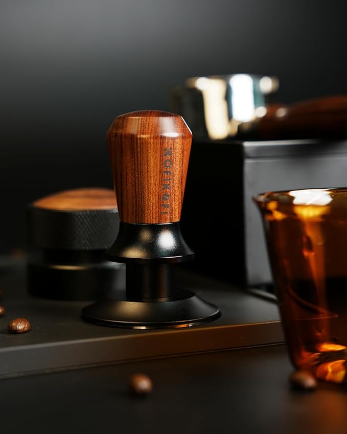 51mm Espresso Tamper, Coffee Tamper with 30lbs Spring Loaded, Barista Espresso Coffee Tamper with Stainless Steel Ripple Base and Rosewood Handle Fits for All 51mm Espresso Machines