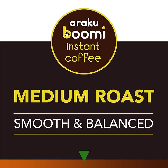 Boomi Premium Single Origin Instant Coffee Powder - Medium Roast, 100% Arabica, Mold & Mycotoxin Free, Low Acid - 3.5oz Tin (1 Pack)