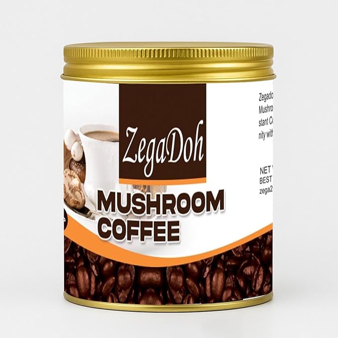 ZegaDoh Mushroom Coffee with 6 Adaptogenic Mushrooms , Genseng Extract and Maca Root Extract USA Grown Instant Coffee for Better Energy, Focus, Digestion, Immunity with Lions Mane & Turkey Tail Extract 33 servings medium-roast Instant Coffee