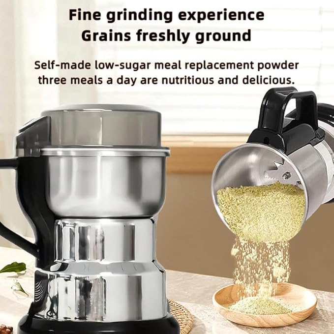 Electric Coffee Grinder with 304 Stainless Steel, 3D Grinding, One Touch Operation for Espresso Beans, Herbs, Spices, Grains, Salt, Pepper (Silver)