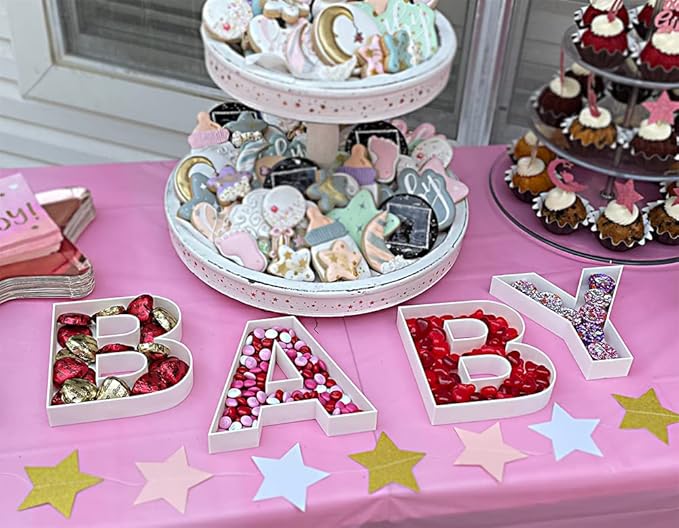 10" Reusable Plastic Box Form Tray Display for Treats, Charcuterie, Cake Pop, Candy, Charcuterie Box, Custom Charcuterie Letters Fillable - Reusable Letter Box - (White Plastic, T)