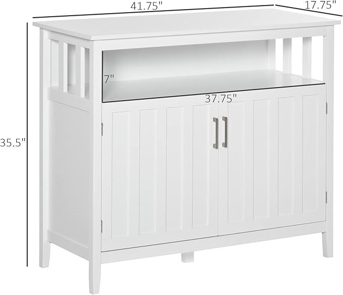HOMCOM Sideboard Buffet Cabinet, Coffee Bar Cabinet with 2 Doors and Adjustable Shelves, Console Table for Kitchen Entryway Living Room, White