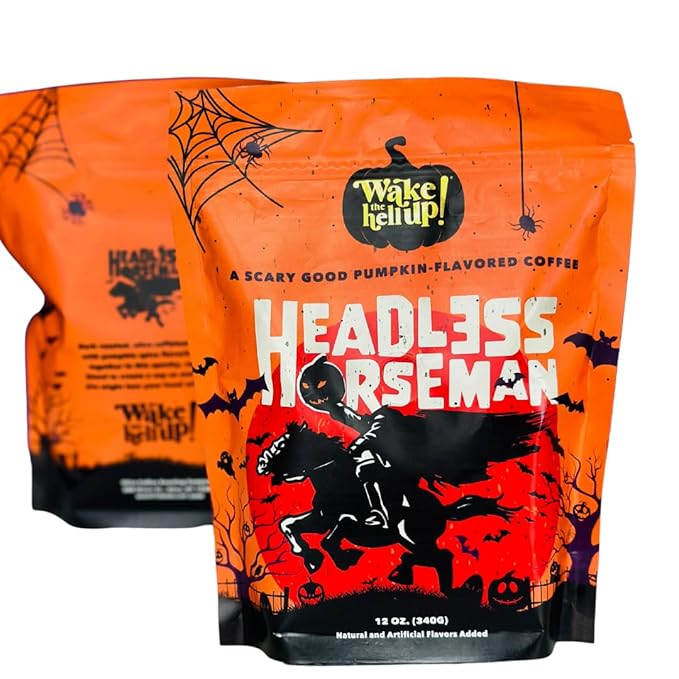 Wake The Hell Up! 12oz Ultra-Caffeinated Pumpkin Spice Ground Coffee, Low Acid, Medium-Dark Roast
