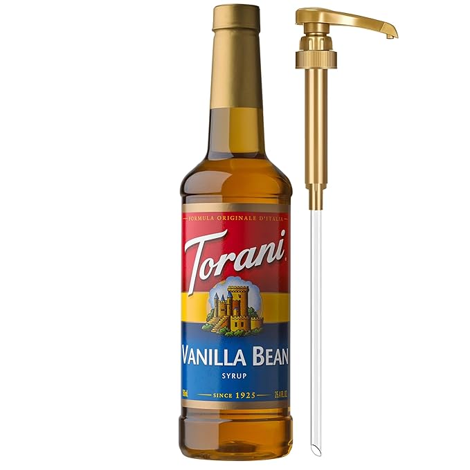 Torani Vanilla Bean Coffee Syrup for Drinks & Desserts, Pump Included, 25.4 Fl Oz