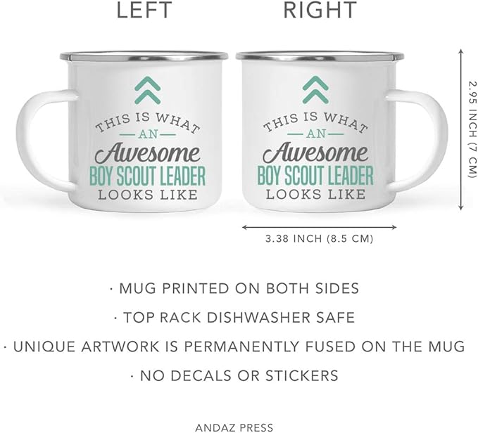 Andaz Press 11oz. Stainless Steel Campfire Coffee Mug Gift, This is What an Awesome Boy Scout Leader Looks Like, 1-Pack, Birthday Gift Ideas Coworker Him Her, Includes Gift Box