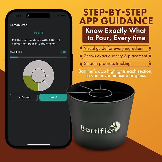 Smart Cocktail Maker — The App Shows You Where to Fill — Make 500+ Easy, Perfect Cocktails — Best Gift for Cocktail Lovers