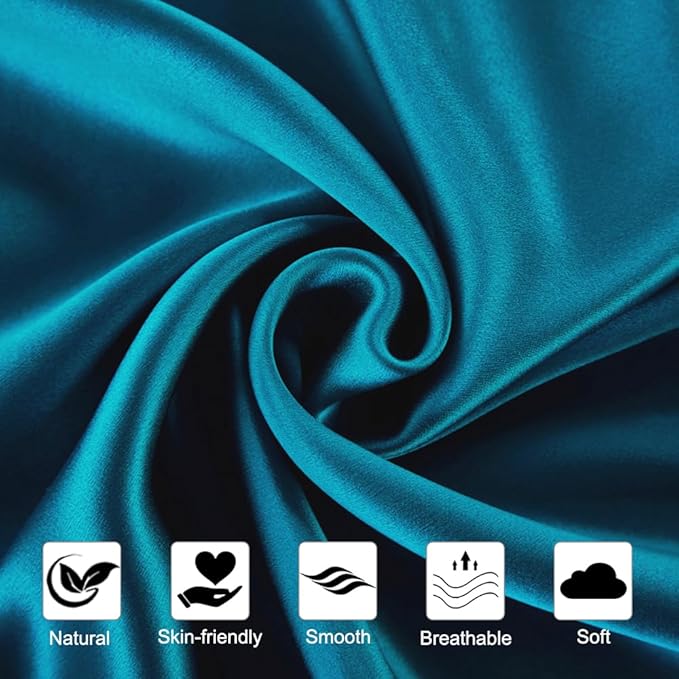 Ravmix Silk Pillow Cases with Zipper, 21momme Mulberry Silk Pillowcase for Hair Skin Health, Soft Smooth Breathable Cool Pillow Cover for Beauty Sleep with Gift Box 1PC(King 20"x36", Peacock Blue)