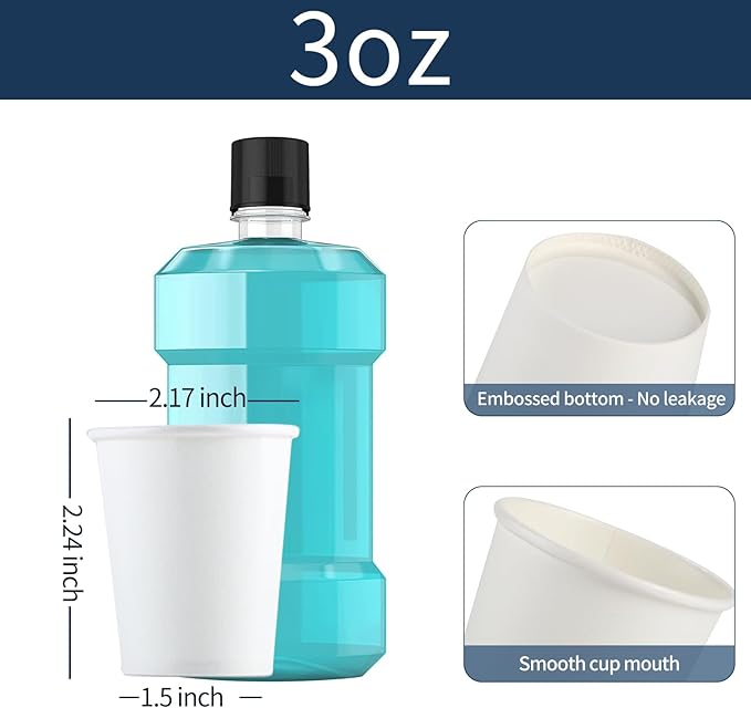 Brandon-super [100 Count - 3 oz] Small Paper Cups, Mouthwash Cups Bathroom Cups Mini Cups Small Disposable Cups