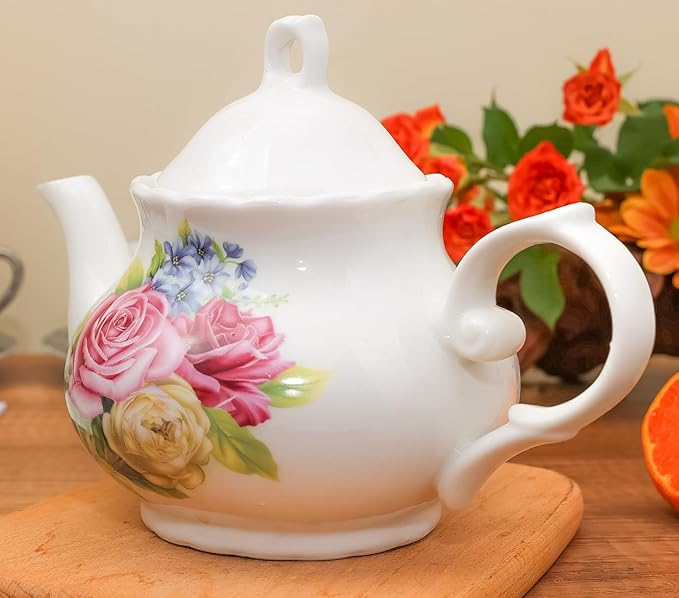 Classic Vintage British Royal Style Ceramic Teapot, 30OZ Large Teapot Perfect for Everyday Gatherings (green, Large)