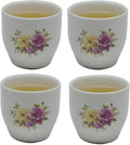 Porcelain Teacup, 5oz Cups Painted Flowers Coffee Tea Water Pot Ceramic Kettle Tea pot Accessories (cup*4)