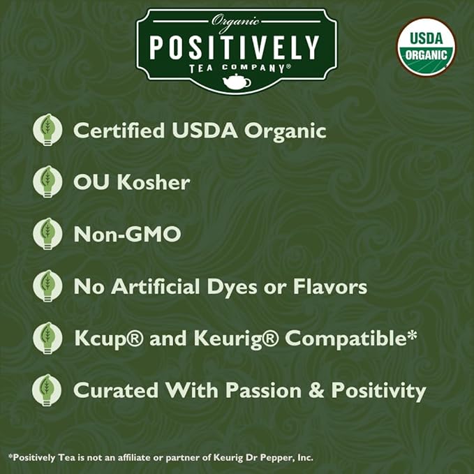 Organic Positively Tea Company, Green Tangerine Green Tea, K-Cup Compatible, 24 Pods