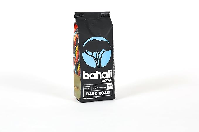 Kenya AA Grade Roasted Arabica Coffee Beans from Kenyan Highlands - 100% Pure Arabica Coffee Roasted Beans (Dark Roast Whole, 1 LB)
