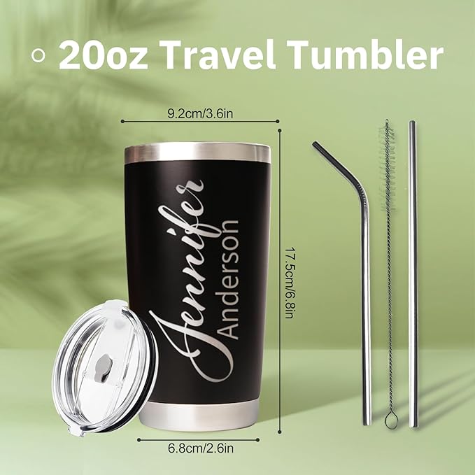 Personalized Tumbler with Text Name, Custom Stainless Steel Tumbler, Customized Employee Appreciation Gifts, Retirement Gifts for Men Women office, Customized By Enterprise (Engrave)