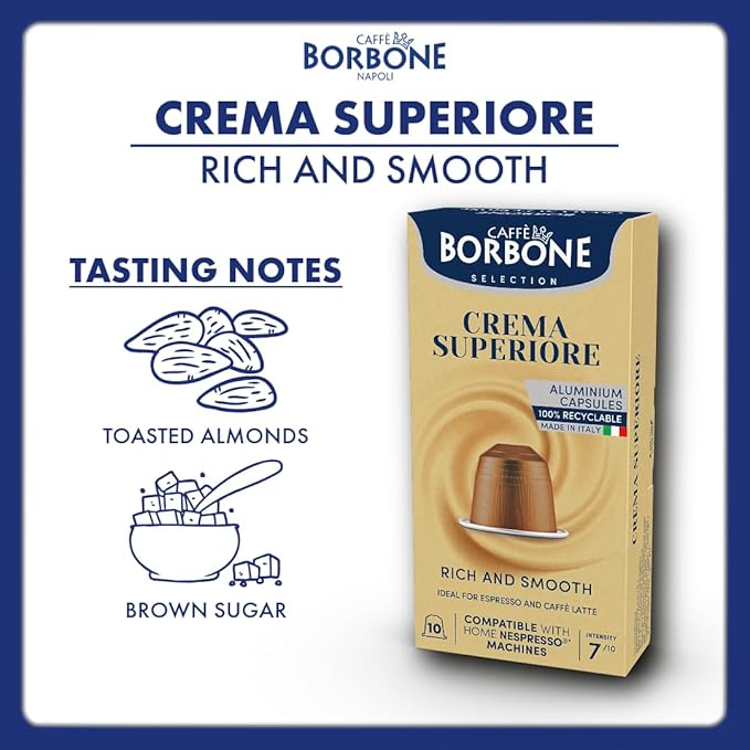 Caffè Borbone Crema Superiore Aluminum Capsules Compatible with Nespresso Original Machines, Medium Roast, 100 Count