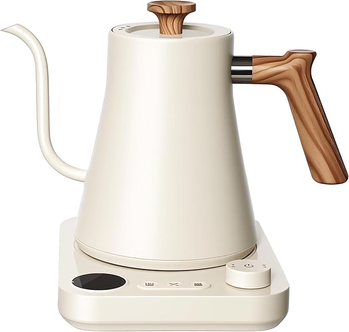 Gooseneck electric kettle,Auto Boil Detection, with Variable Temperature Control, Stainless Steel Inner, Ultra-Quiet 304 Stainless Steel,1200W Quick Heating, for Coffee, Tea & Milk, 0.9L