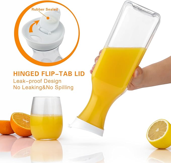 50 Oz Water Carafe with Lids, Square Plastic Pitcher for Mimosa Bar, Drinks, Milk, Iced Tea, Juice Container for Fridge, BPA-Free, NOT DISHWASHER SAFE (6 Pack)