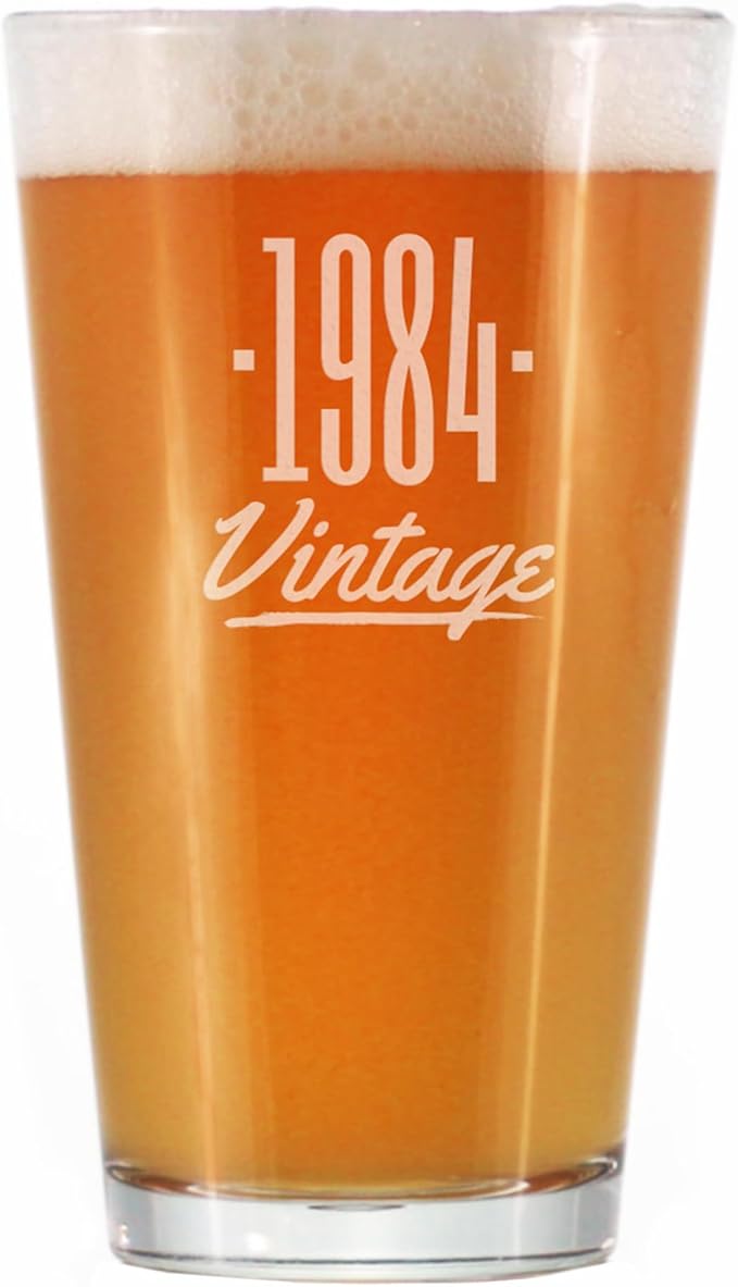 Vintage 1984 Pint Glass for Beer - 41st Birthday Gifts for Men or Women Turning 41 - Fun Bday Party Decor - 16 oz