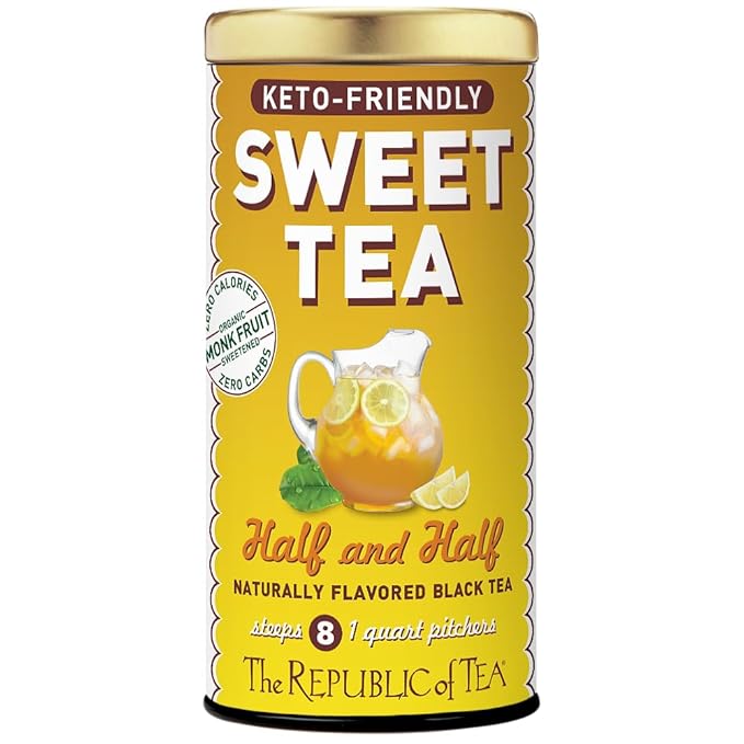 The Republic of Tea Keto-Friendly Sweet Black Tea and Lemonade Iced Tea - 8 Quart-Sized Pouches