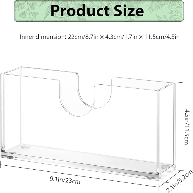 Clear Acrylic Napkin Holder for Table, Elegant Non-Slip Guest Towel Tray for Bathroom, Waterproof Vertical Tissue Dispenser for Kitchen, Dining, Bar, Office Right Angles