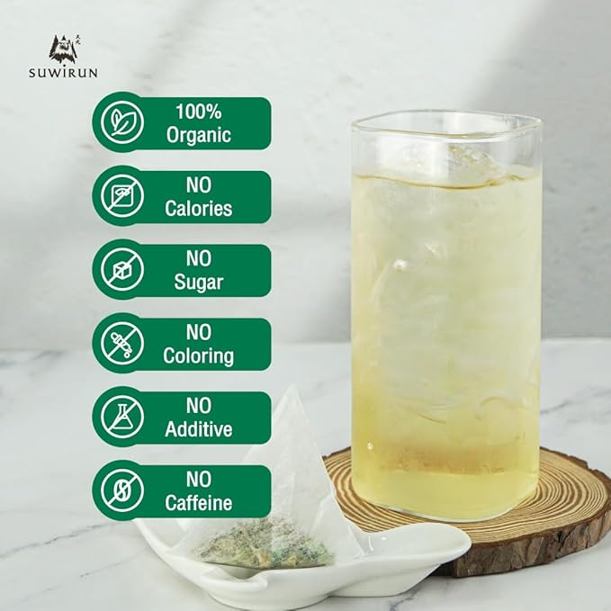 Suwirun Organic Lemongrass & Pandan Tea 25 Bags – Product of Thailand – Aromatic Thai Herbal Blend, Caffeine-Free, No Calories, Natural Fragrance, Brew Hot or Cold