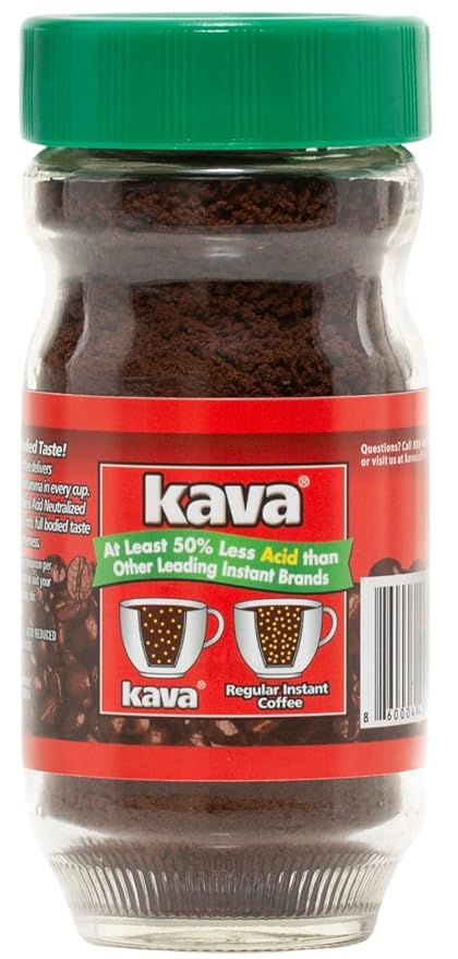 Kava Decaf Acid Reduced Instant Coffee, 4 Ounce Jar (Pack of 12)