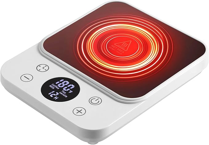 Cup Warmer for Coffee - Fastest Heating, Coffee Cup Warmer for Desk Auto Shut Off, 1-12h Timer for Scheduled Start, Electric Beverage Warmer for Coffee, Tea & Candles (White, NO Cup)