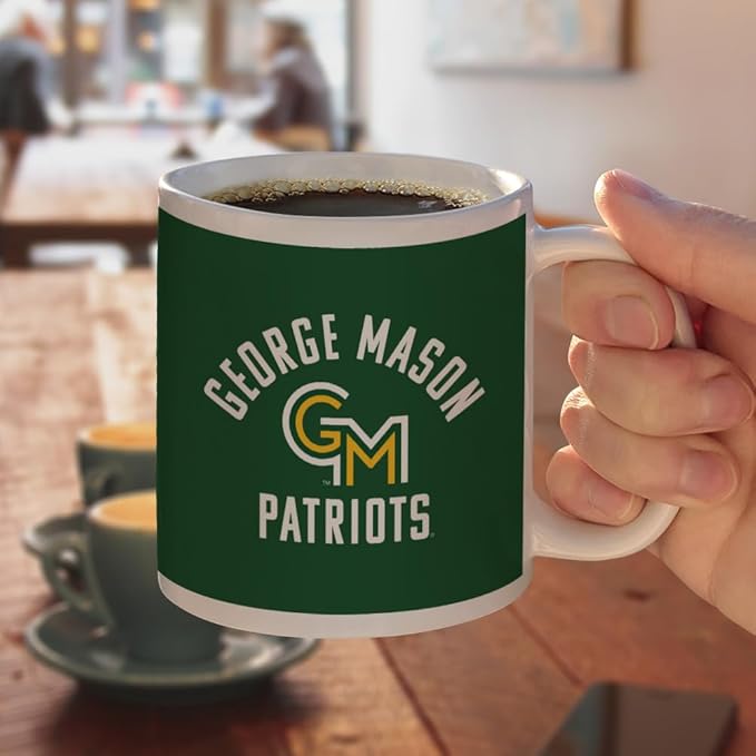 George Mason University Patriots Logo Ceramic Coffee Mug, Novelty Gift Mugs for Coffee, Tea and Hot Drinks, 11oz, White