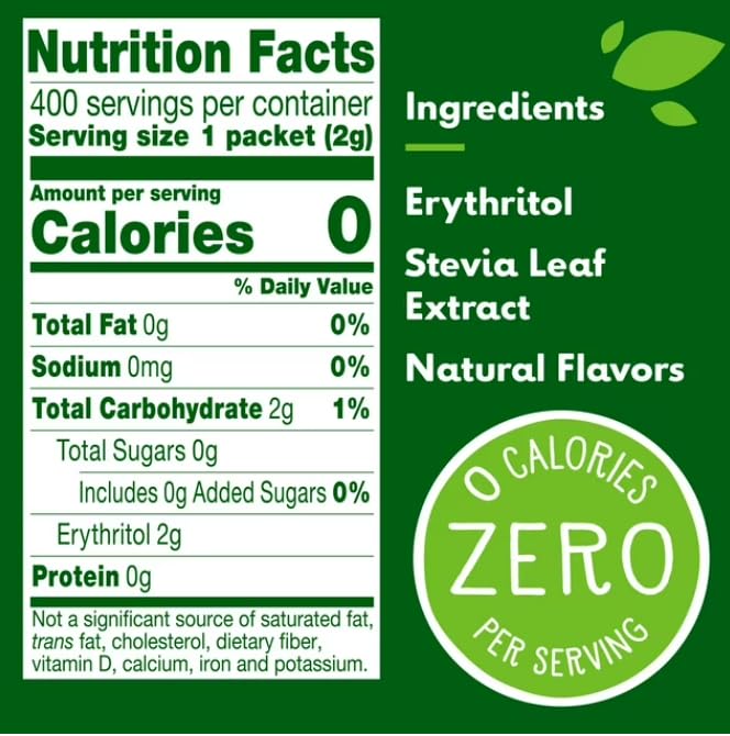 Truvias Sweetener Original Calorie-Free Sweetener from the Stevia Leaf Packets, 400 Packets