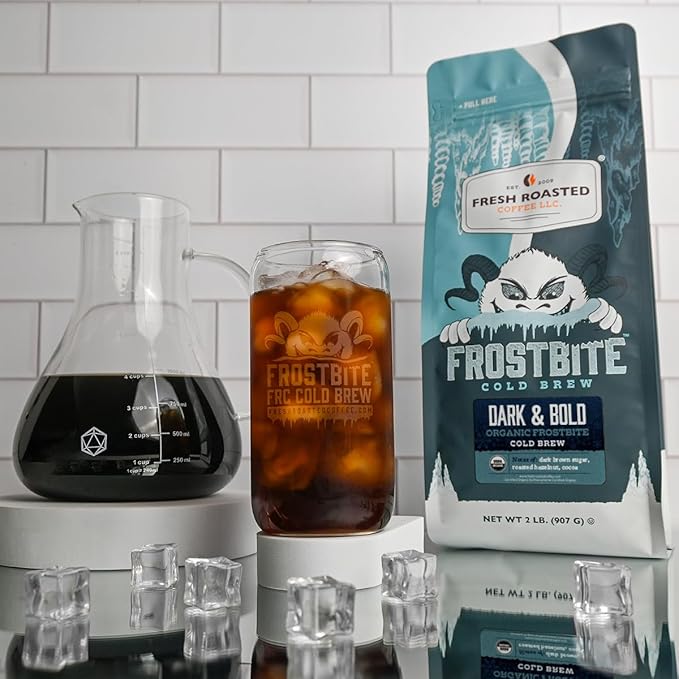Fresh Roasted Coffee, Organic Dark & Bold Frostbite Cold Brew | USDA Organic, Kosher | Dark Roast | 2 lb Coarse Ground