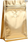 150 Pack High Barrier Stand-Up Coffee Bean Bags with Vented Valve, Matte Metallic Ziplock, Heat-Sealable and Resealable Solid Color Pouches for Food Storage, Home and Store