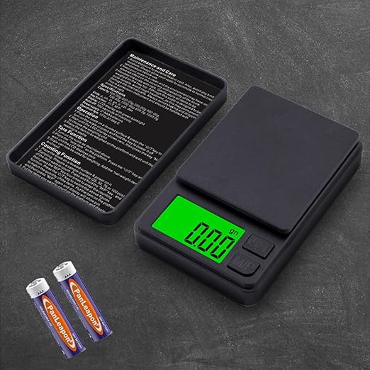 Digital Pocket Scales, Portable Precision Gram Scales, Mini Food Scale, Jewelry Scale, Kitchen Scale, with Backlit LCD, 7 Units and Tare Function, for Coffee, Tea, Gold, with Batter (1kg/0.01g)